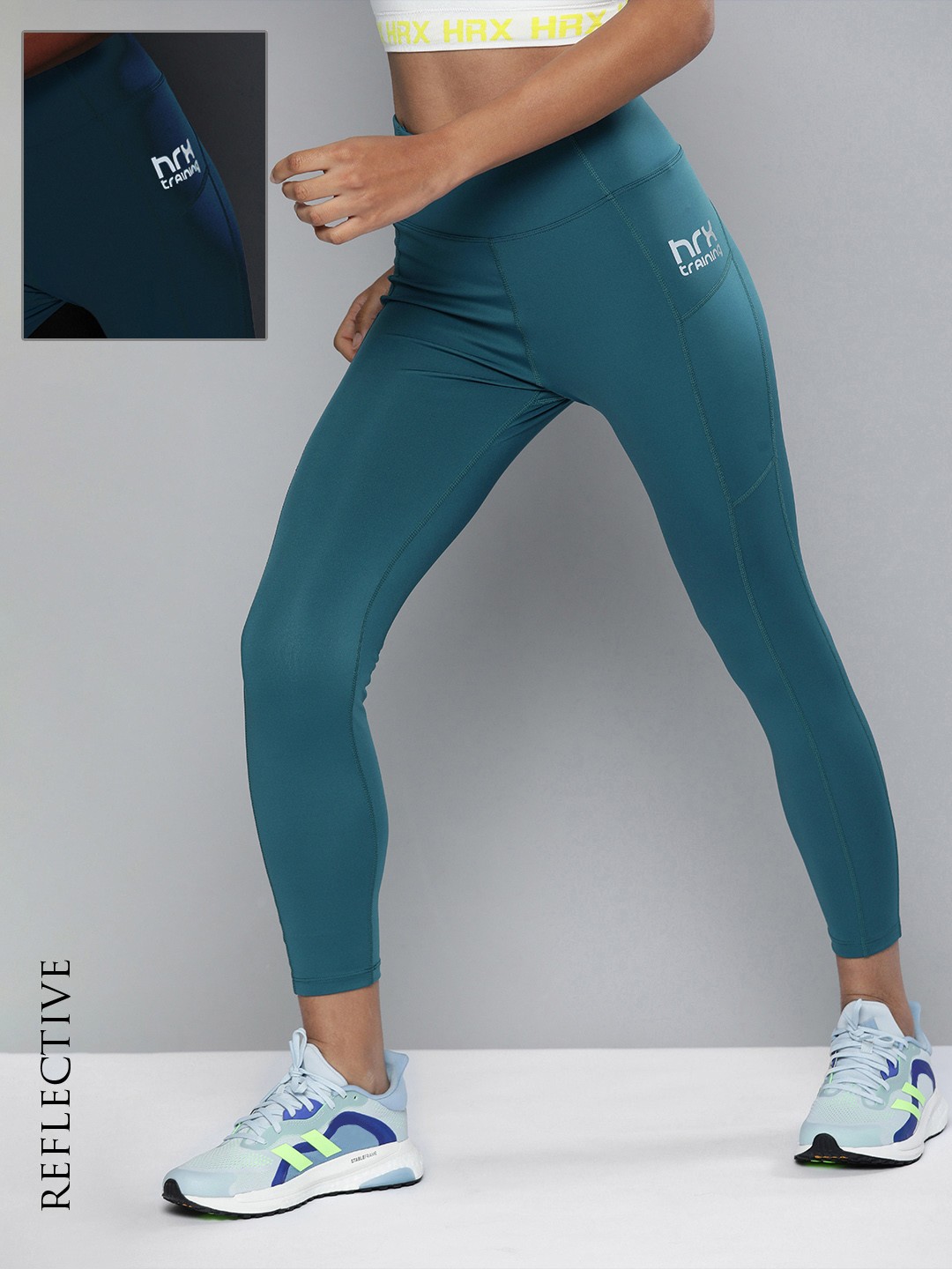 

HRX by Hrithik Roshan Training Women Everglade Rapid-Dry Solid Tights, Teal