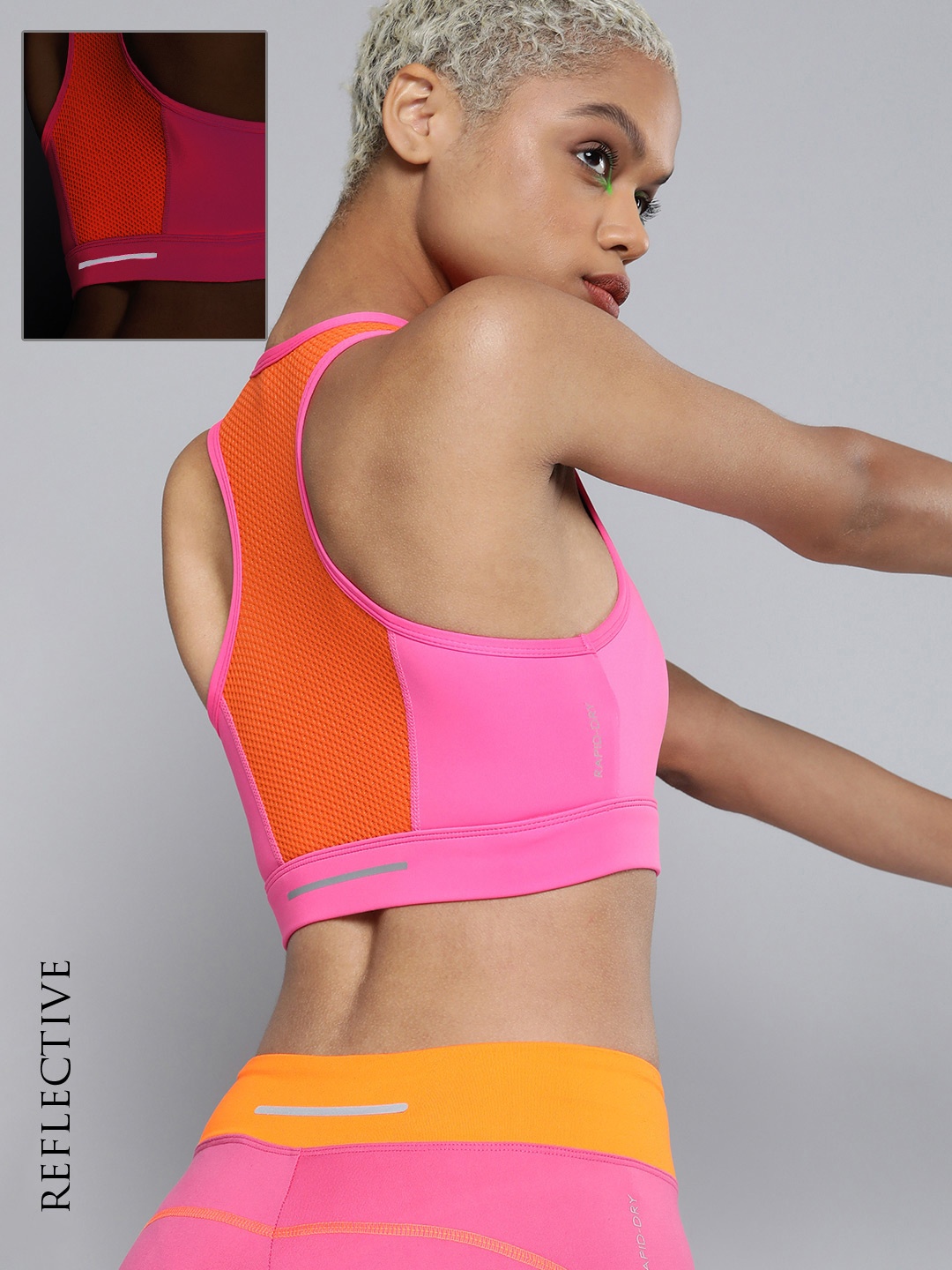 

HRX By Hrithik Roshan Running Women Fushia Pink Rapid-Dry Brand Carrier Sports Bra
