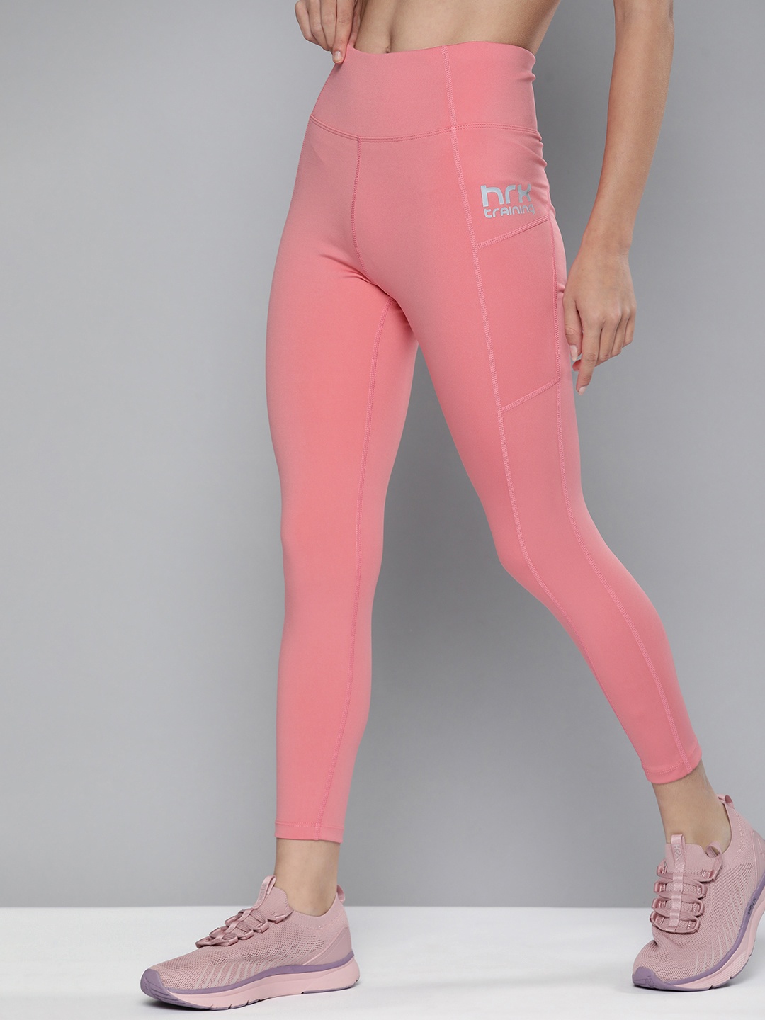 

HRX By Hrithik Roshan Training Women Desert Rose Rapid-Dry Solid Tights, Pink