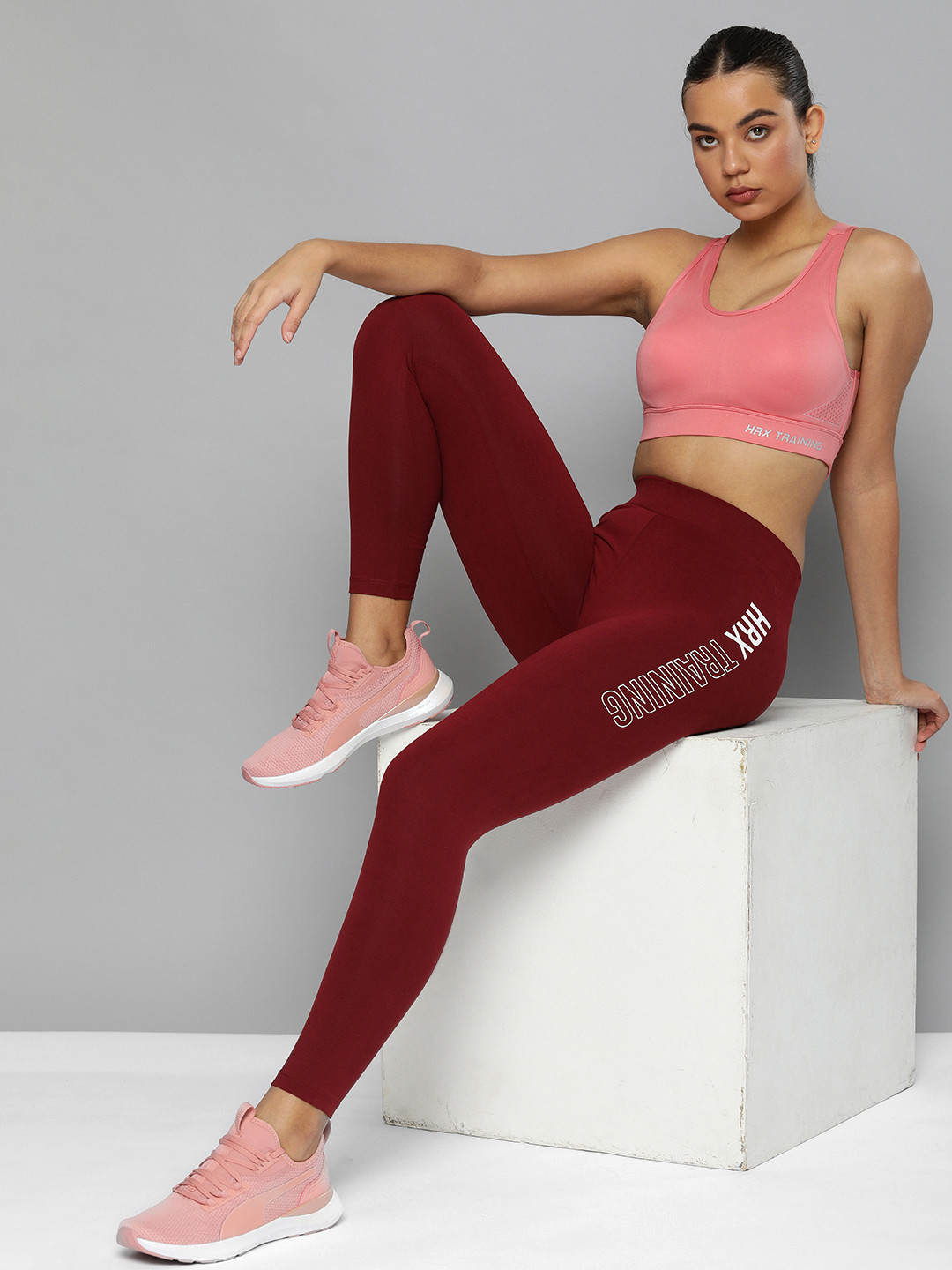 

HRX By Hrithik Roshan Training Women Desert Pink Rapid-Dry Brand Carrier Sports Bra