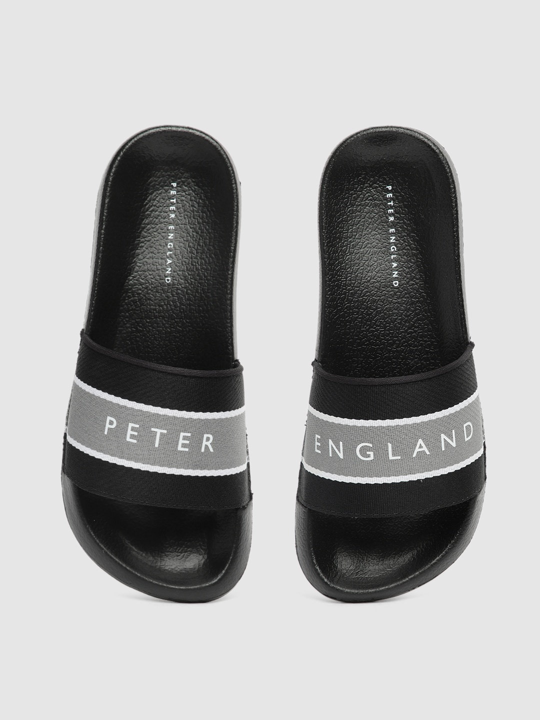 

Peter England Men Black Printed Sliders