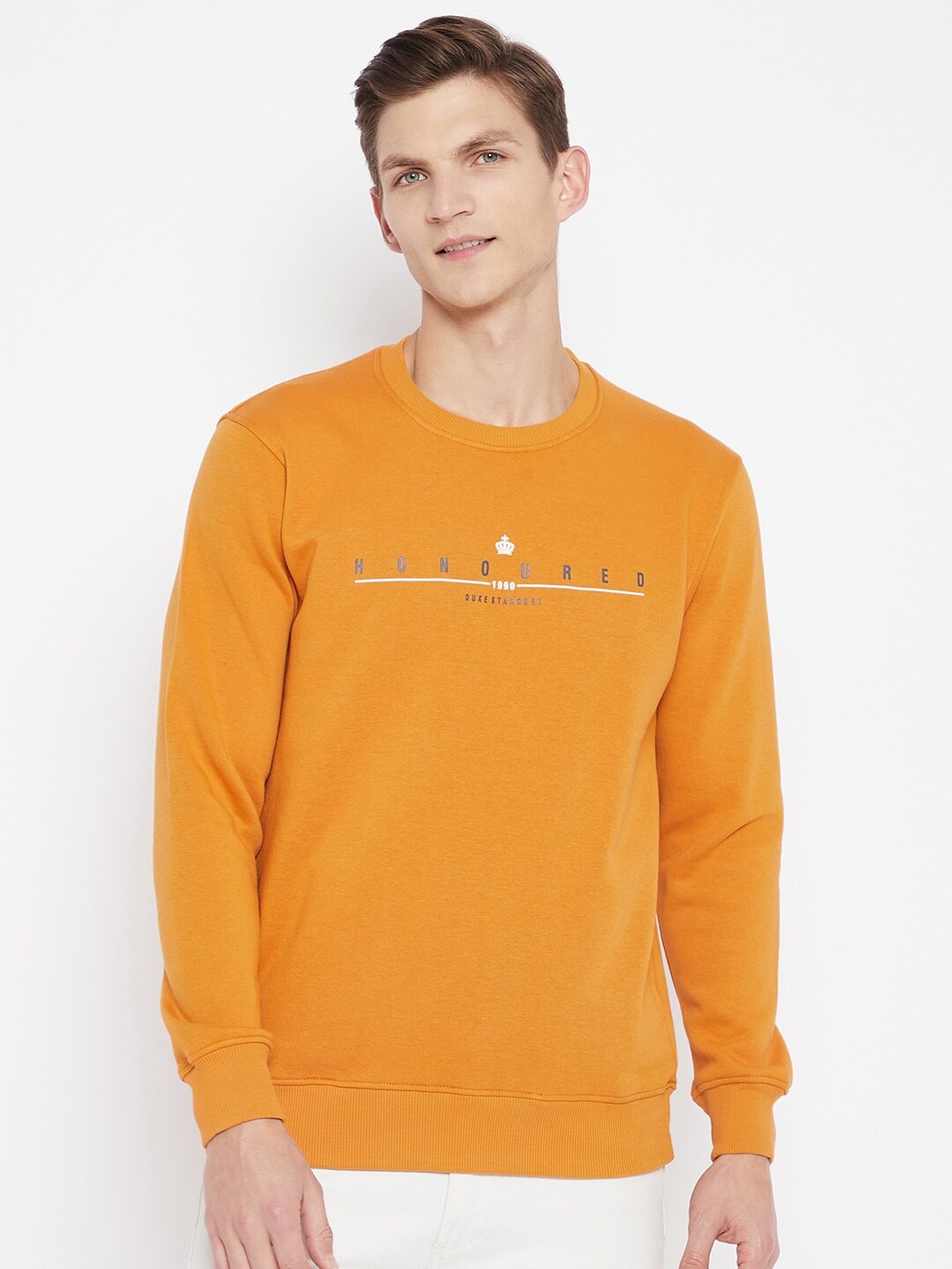 

Duke Men Mustard Yellow Cotton Sweatshirt