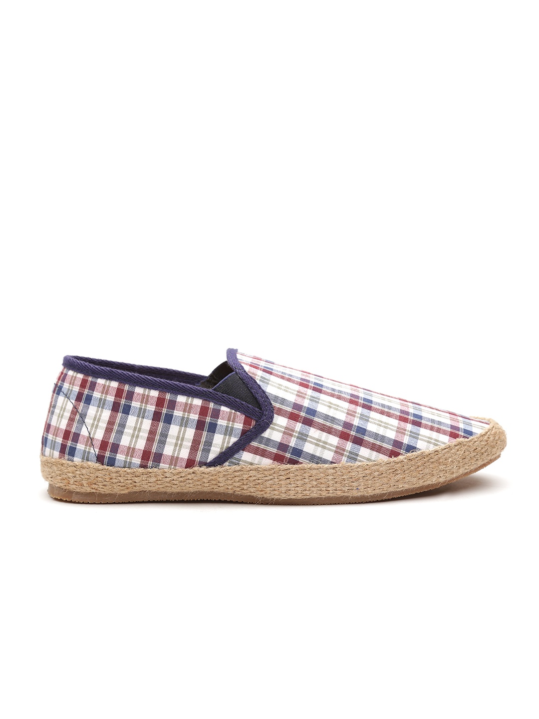 

Carlton London Men Off-White Checked Espadrilles