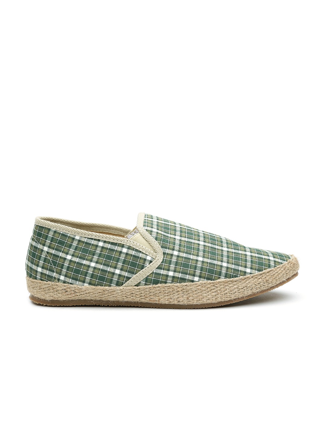

Carlton London Men Green & White Checked Espadrilles