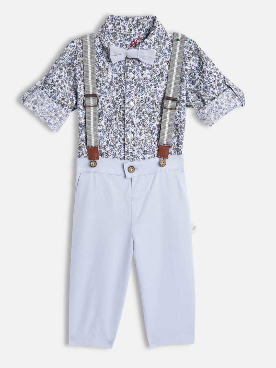 

H By Hamleys Boys Pure Cotton Blue Printed Shirt & Blue Trousers with Suspenders
