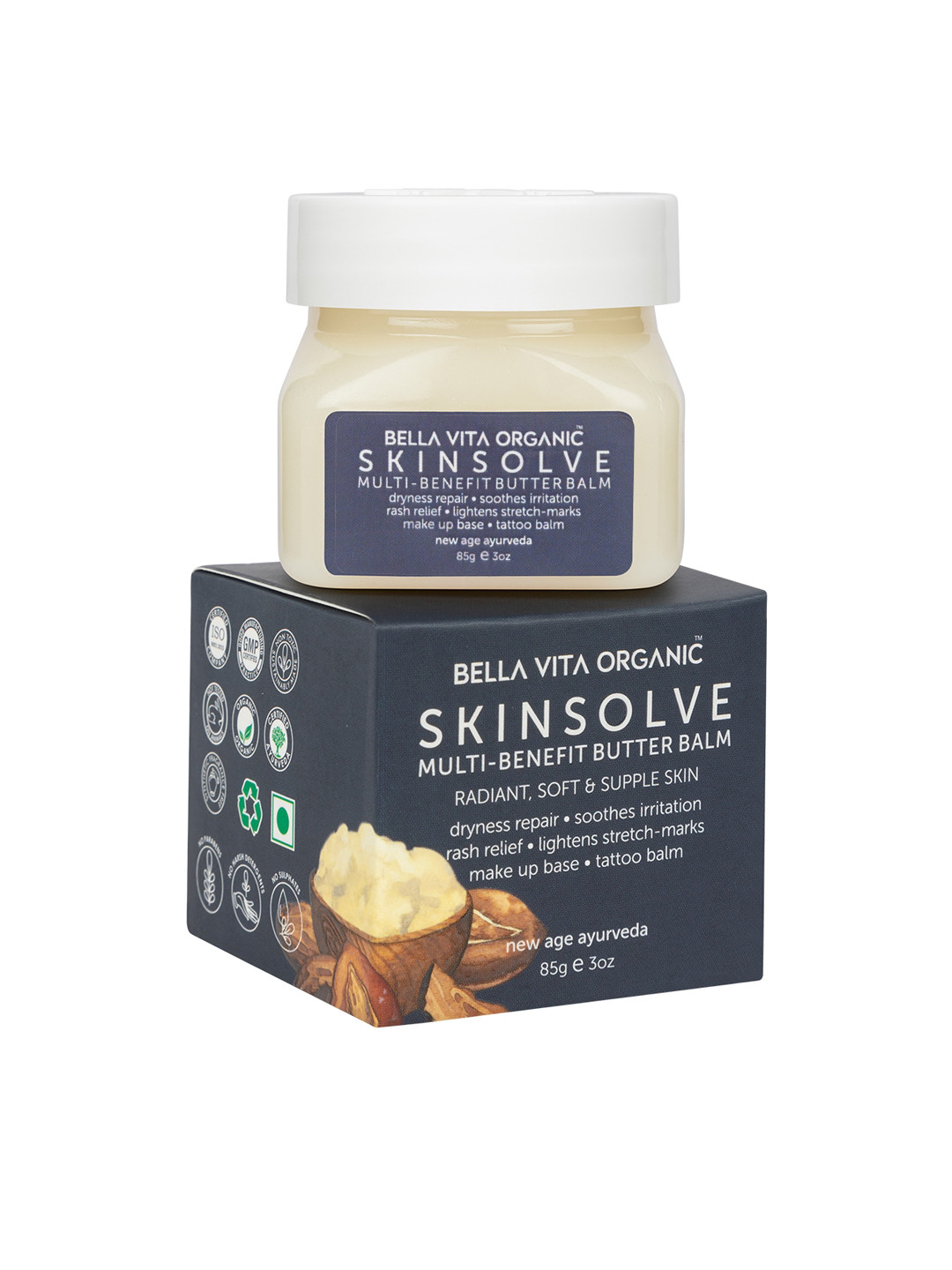 

Bella Vita Organic Skin Solve Multi Benefit Face Cream & Body Butter - 85 g, White