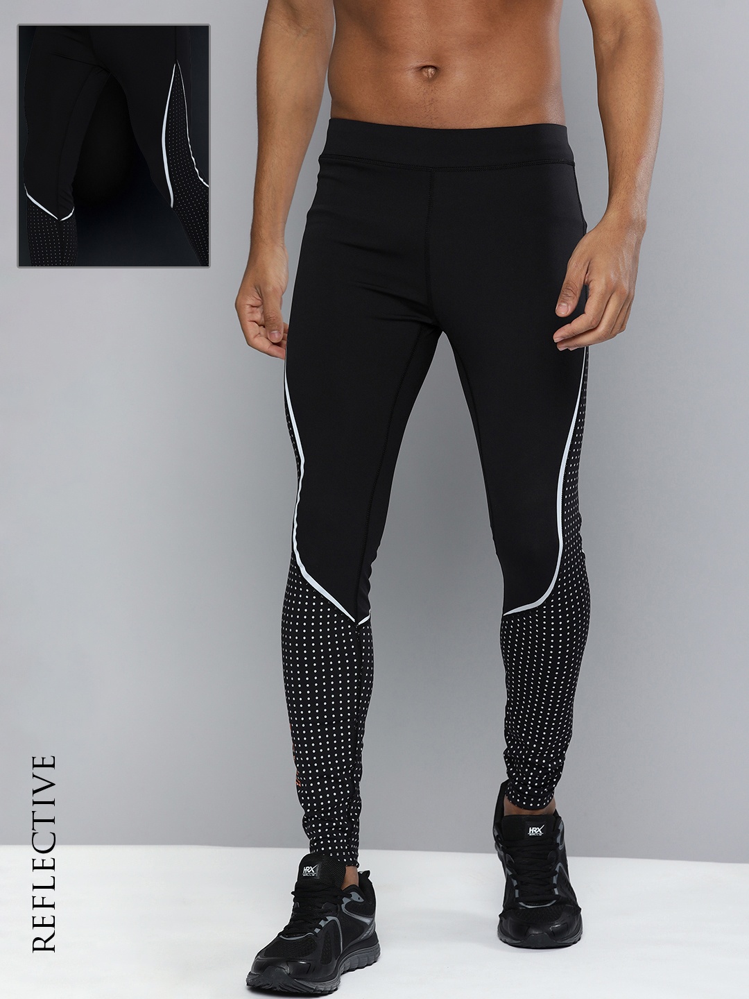 

HRX By Hrithik Roshan Training Men Jet Black Compression Geometric Tights