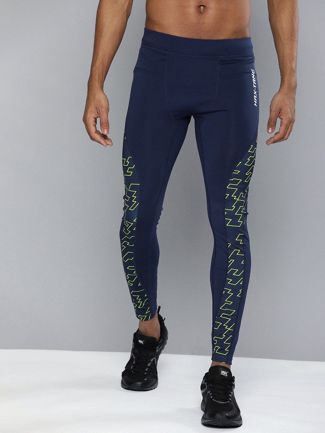 

HRX By Hrithik Roshan Training Men Estate Blue Rapid-Dry Geometric Tights
