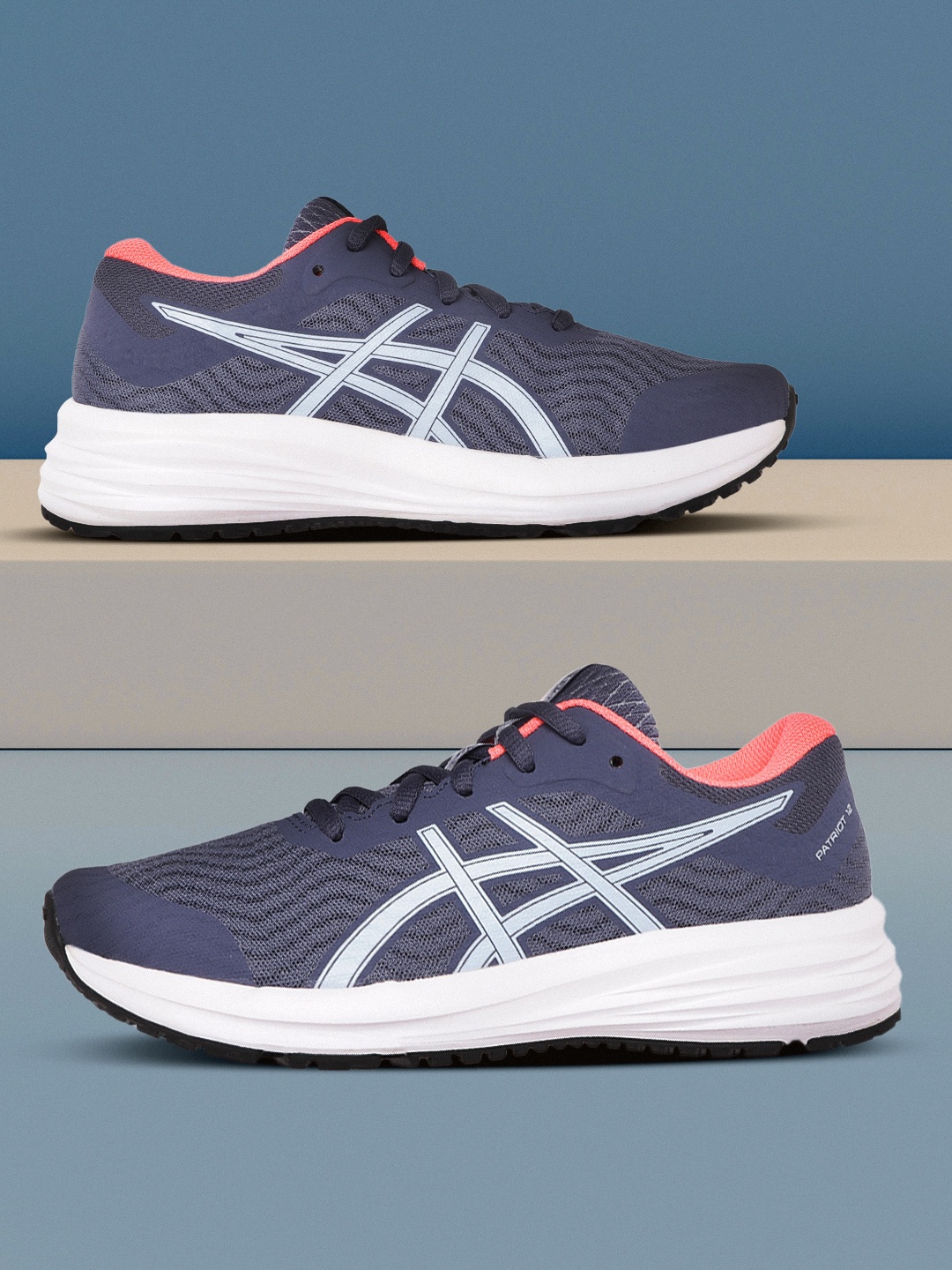 

ASICS Kids Blue Woven Design Patriot 8 GS Running Shoes