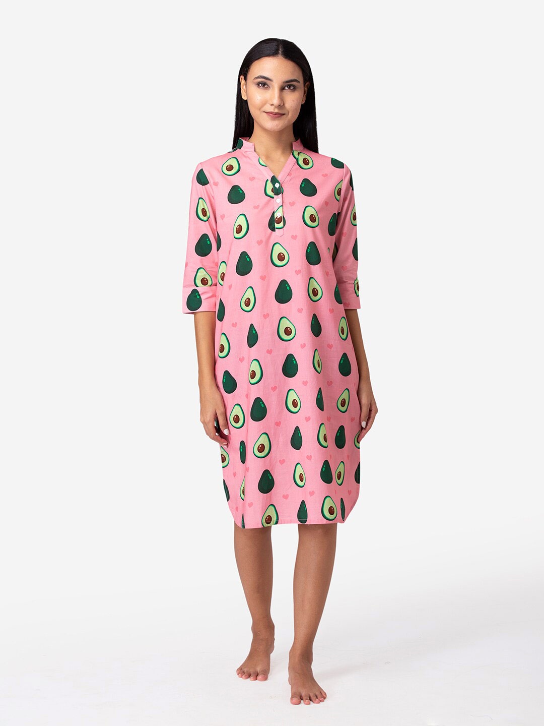 

Fluffalump Pink Printed Pure Cotton Maxi Nightdress