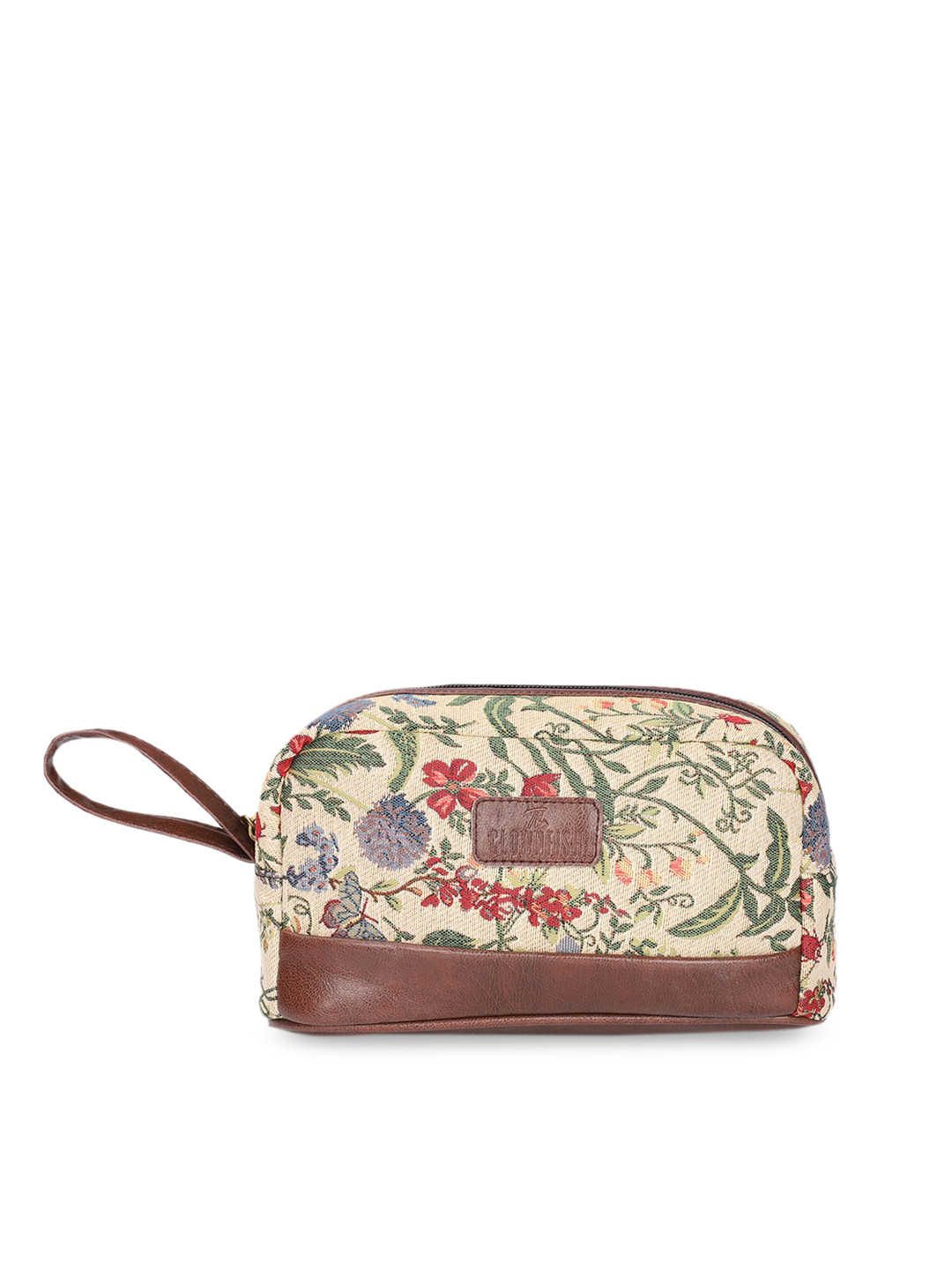 

THE CLOWNFISH Yellow & Brown Printed Multi-Purpose Toiletry Pouch