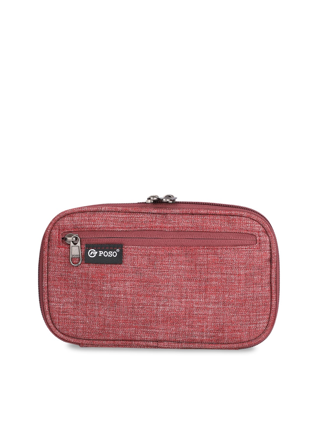 

THE CLOWNFISH Unisex Red Patterned Travel Pouch With Shoulder Strap