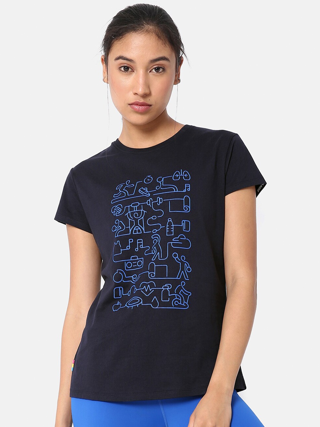 

Cultsport Women Navy Blue Typography Printed T-shirt