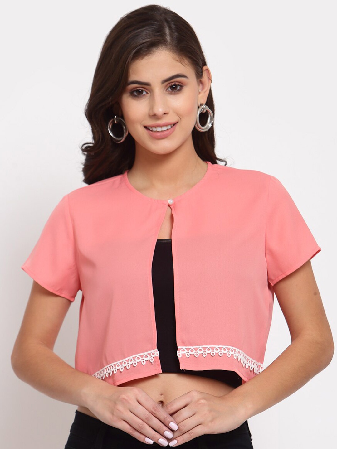 

Style Quotient Women Coral Crop Shrug