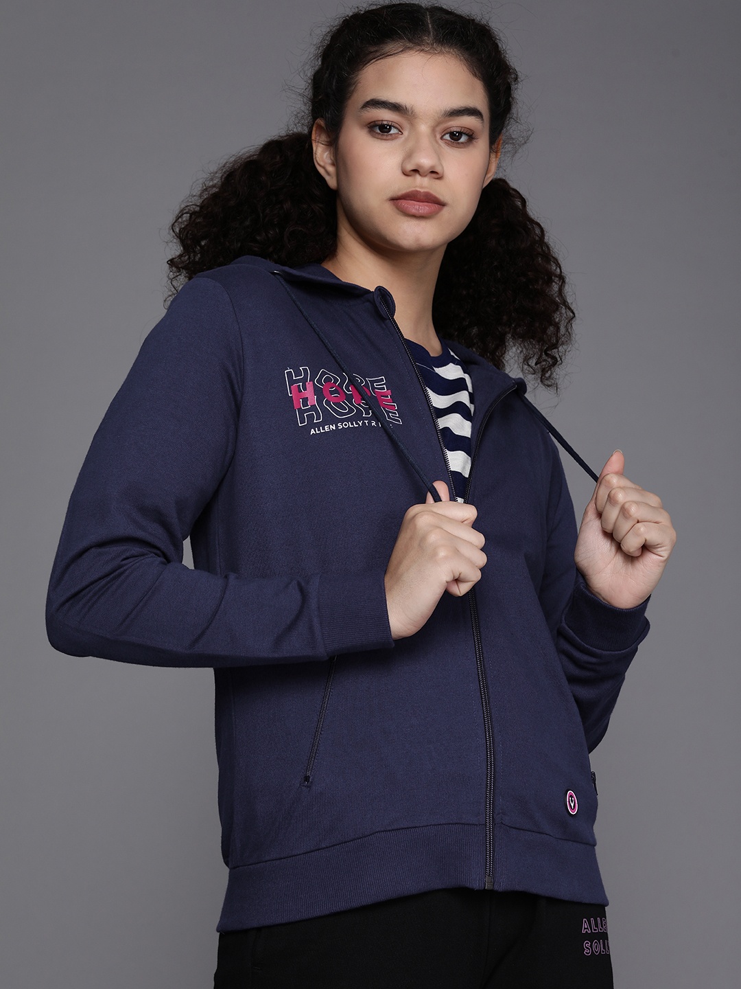 

Allen Solly Woman Women Navu Blue Hooded Sweatshirt, Black