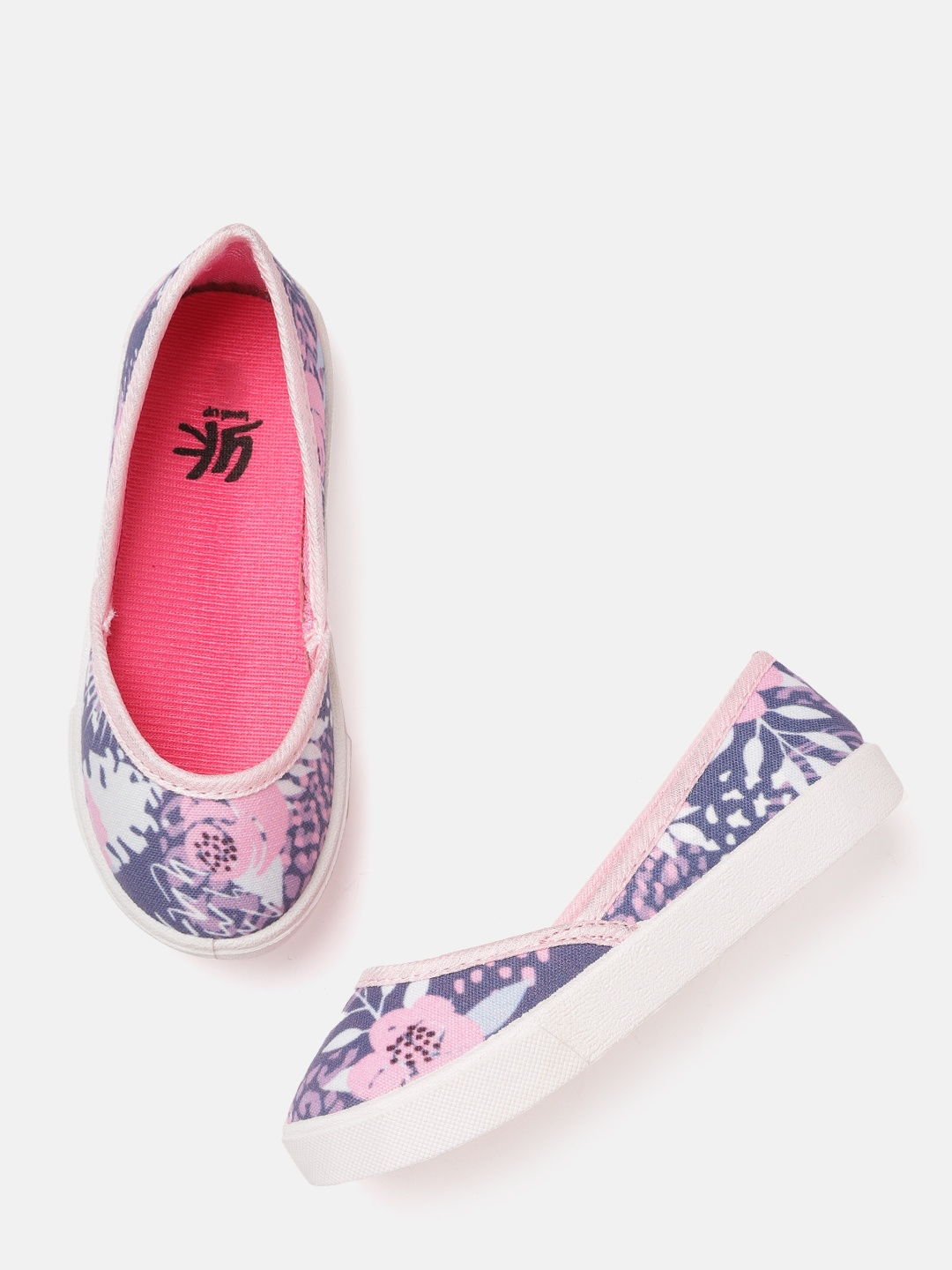 

YK Girls Navy Blue & Pink Printed Ballerinas