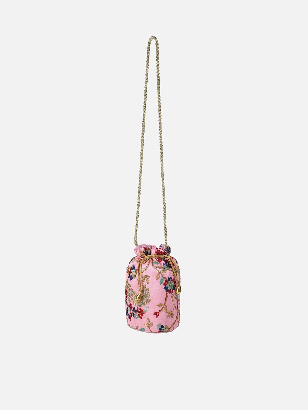 

Aditi Wasan Pink & Teal Embroidered Potli Clutch