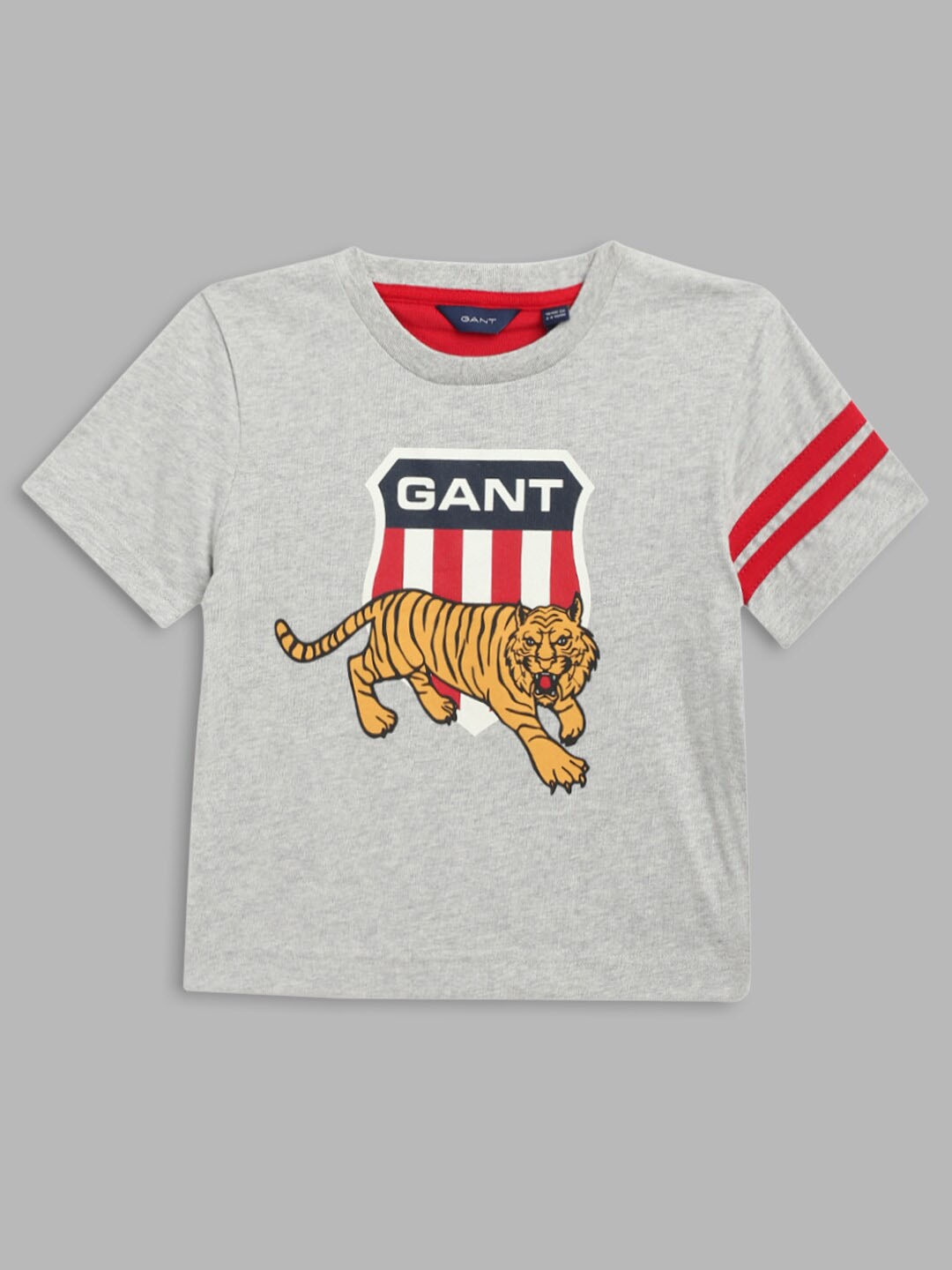 

GANT Boys Grey Brand Logo Printed Organic Cotton Slim Fit T-shirt