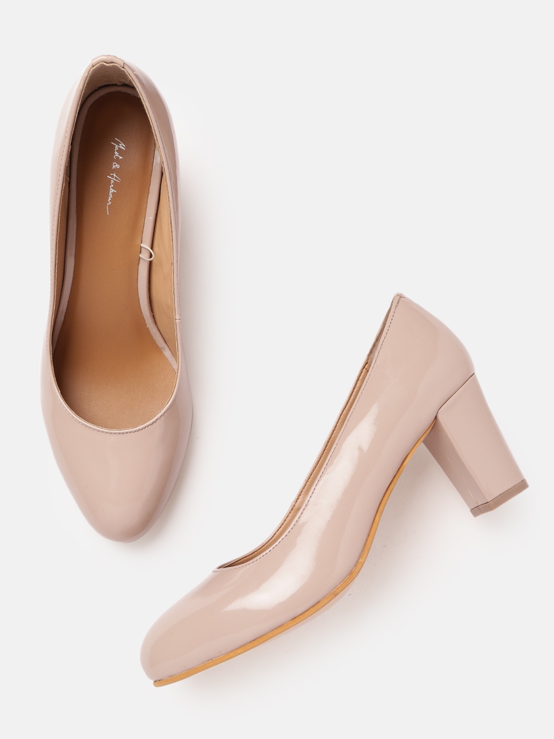 

Mast & Harbour Nude-Coloured Solid Block Pumps