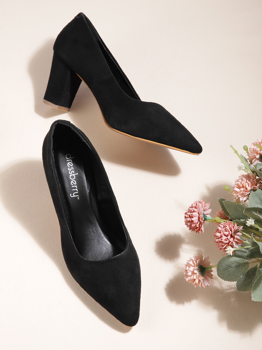 

DressBerry Women Black Solid Block Heels