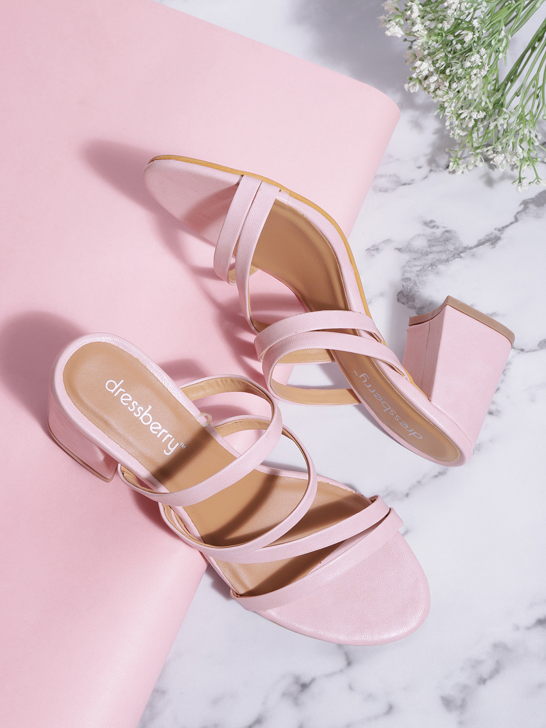 

DressBerry Pink Solid Block Heels