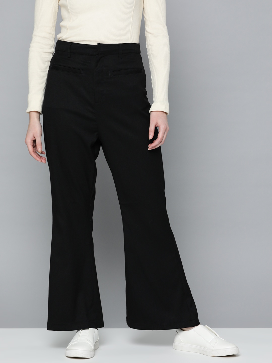 

Mast & Harbour Women Black Bootcut Trousers