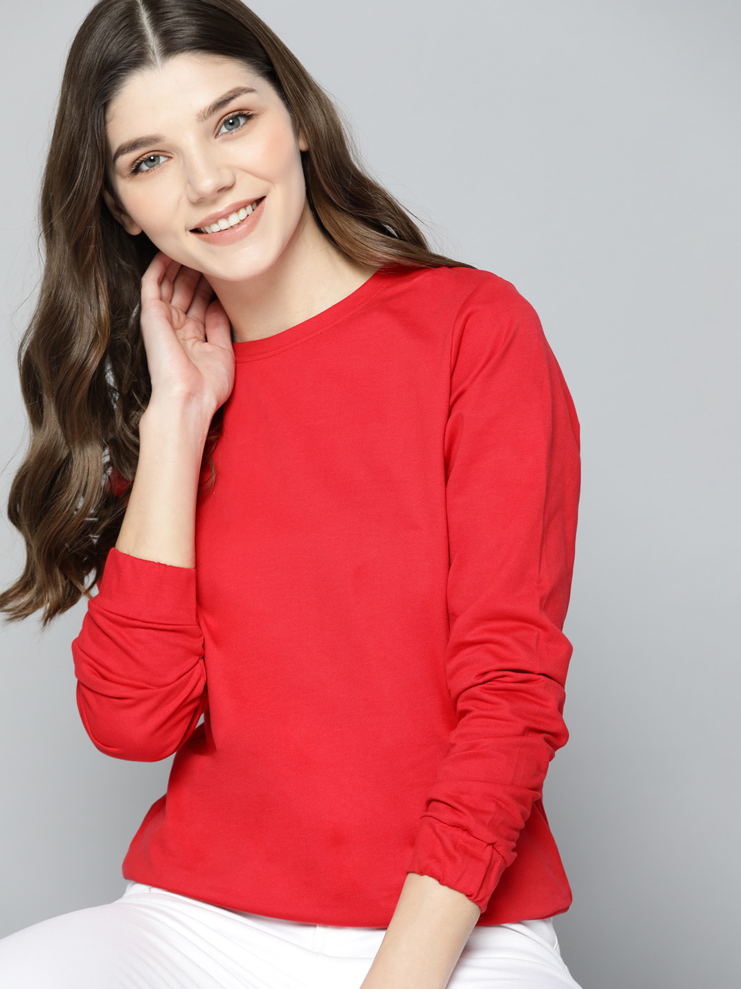 

Mast & Harbour Women Red Solid Sweatshirt