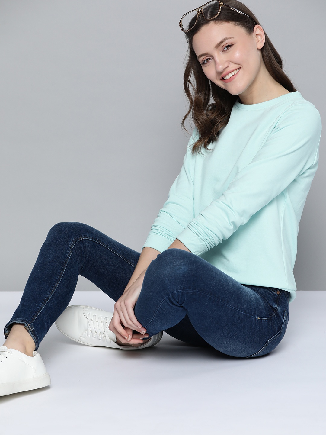 

Mast & Harbour Women Blue Solid Sweatshirt