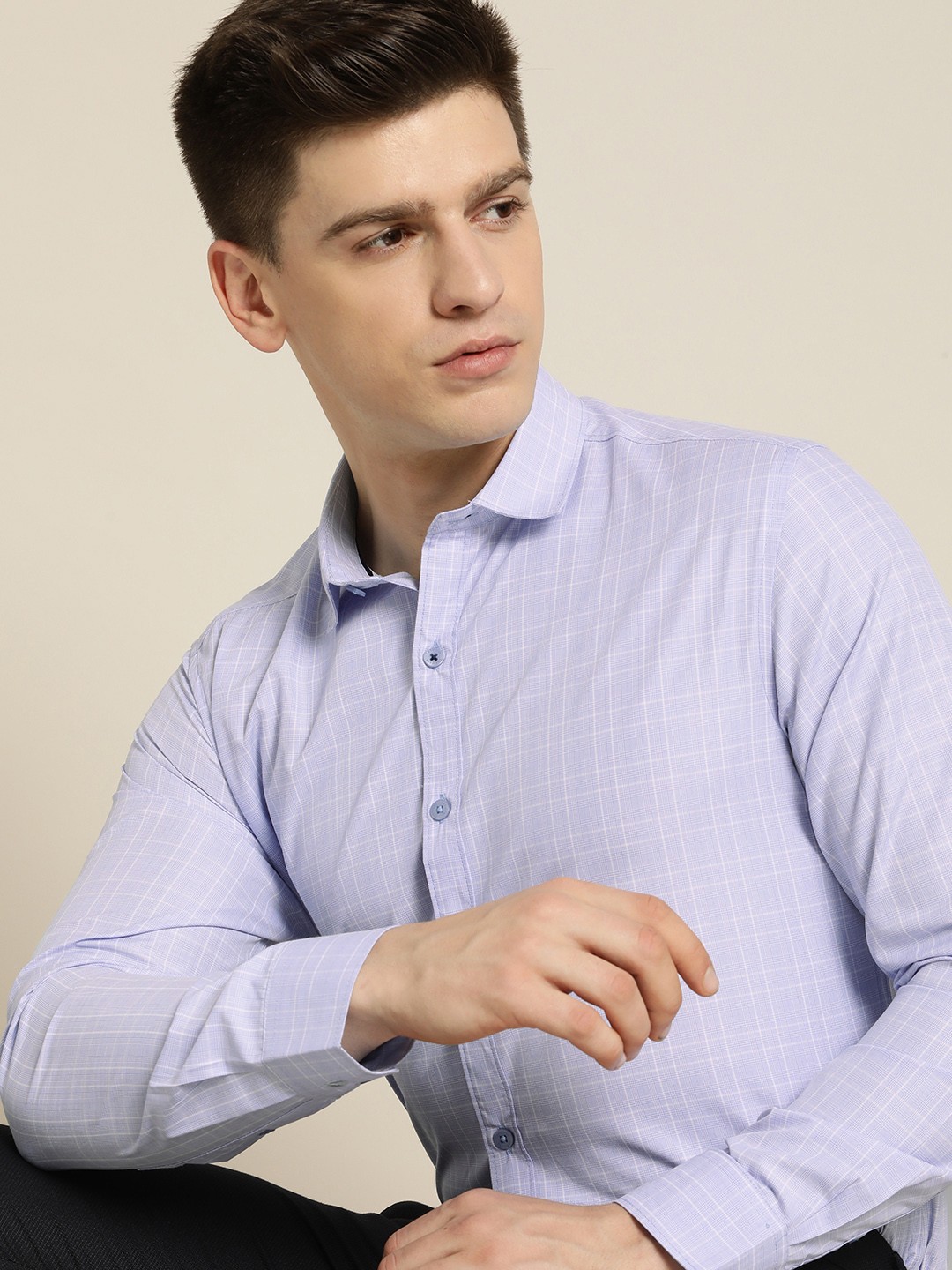 

INVICTUS Men Blue Slim Fit Checked Smart Casual Shirt
