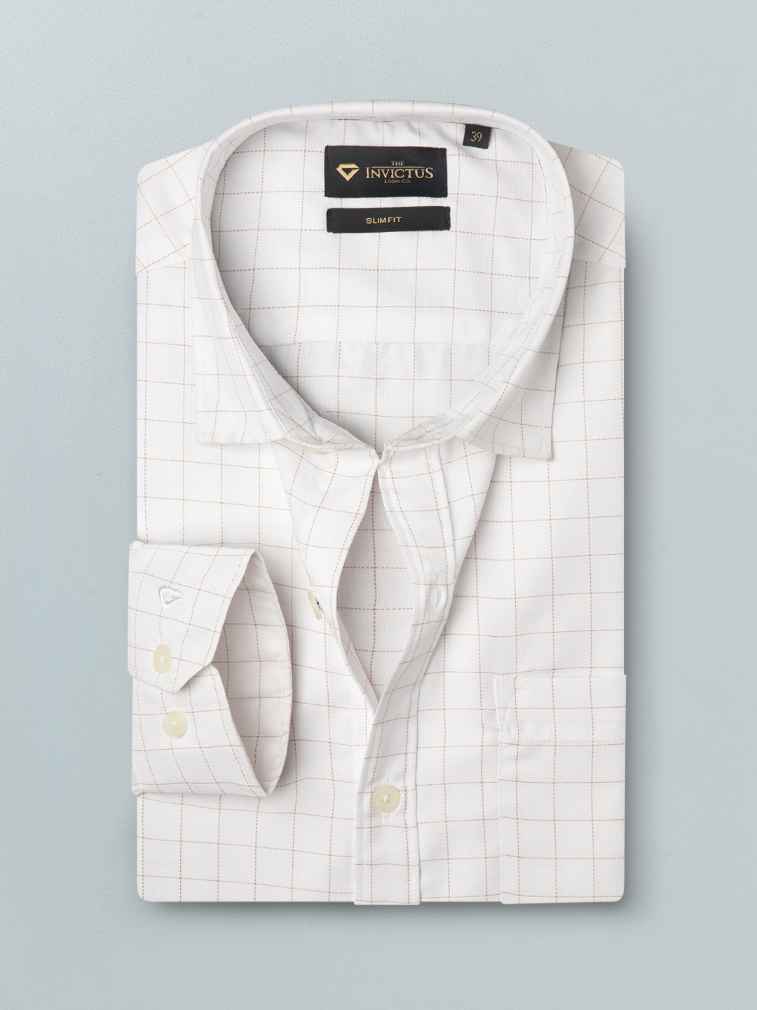 

INVICTUS Men White Slim Fit Windowpane Checks Casual Shirt