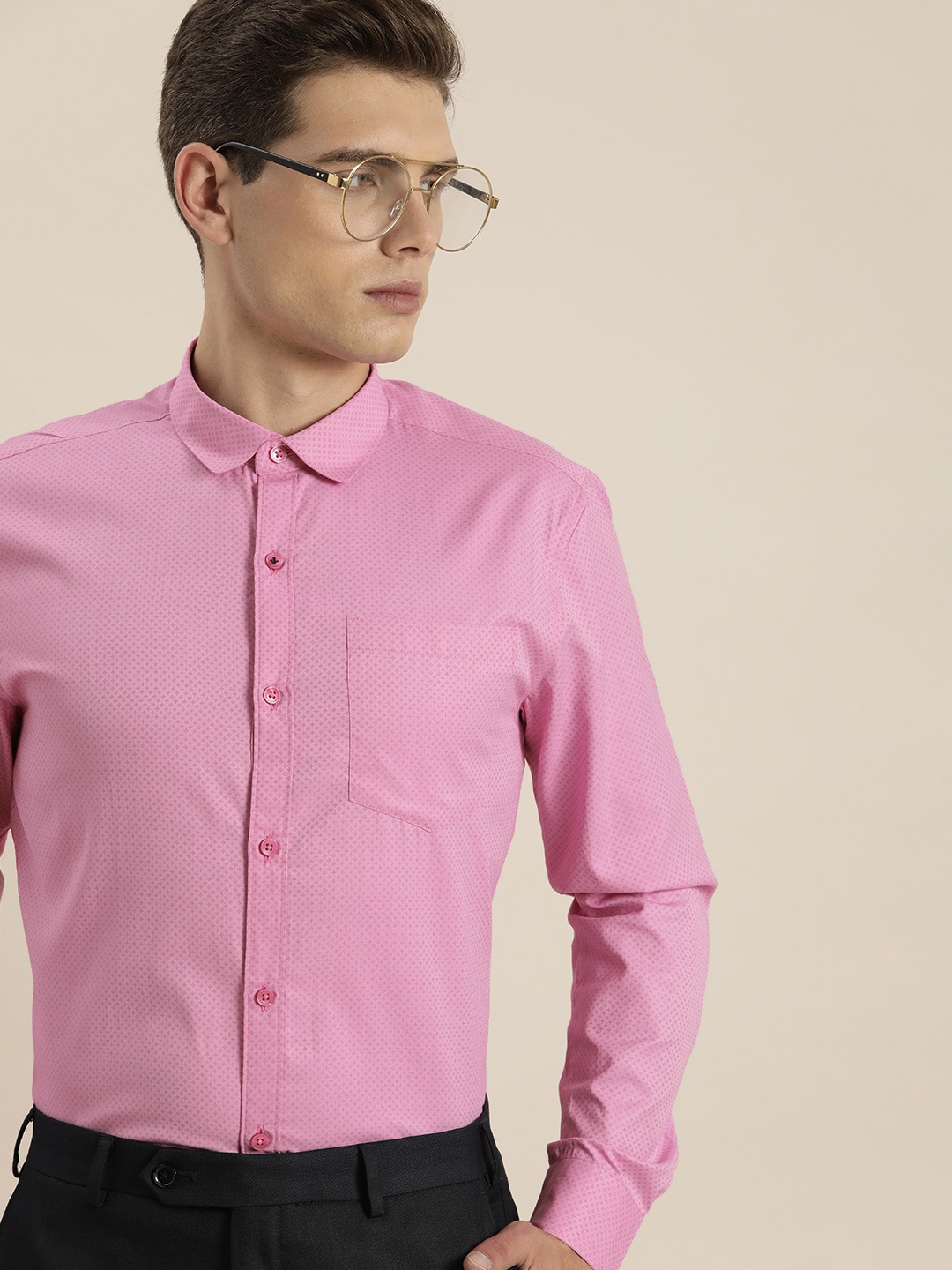 

INVICTUS Men Pink Micro Ditsy Printed Slim Fit Formal Shirt