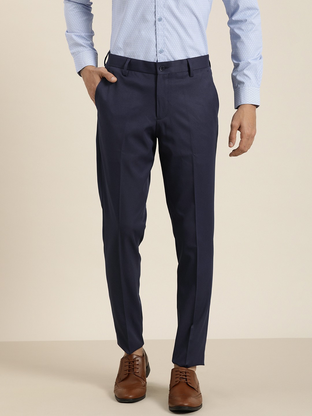 

INVICTUS Men Navy Blue Slim Fit Trousers