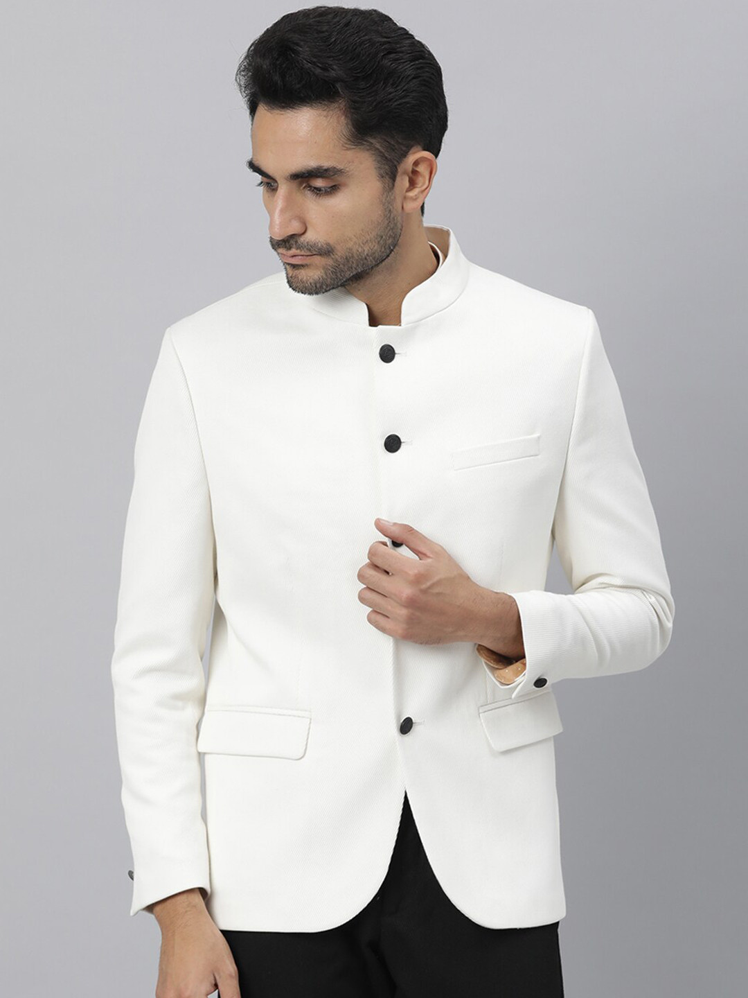 

RARE RABBIT Men White Solid Slim-Fit Blazer