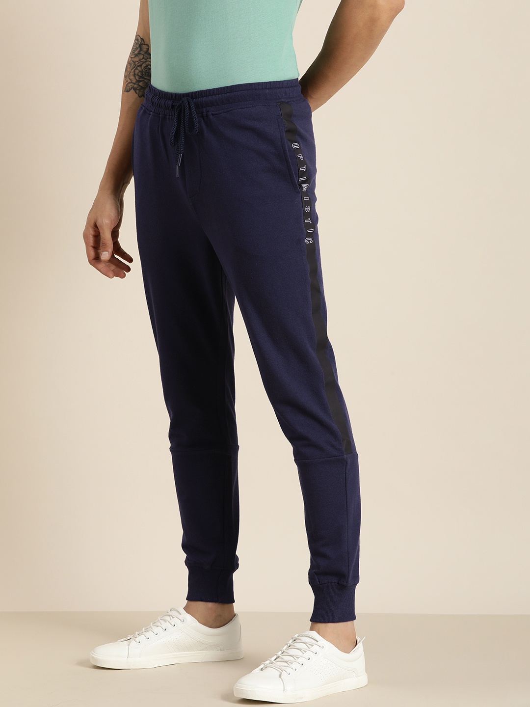 

Invictus Indoor Men Navy Blue Joggers with Printed Detail