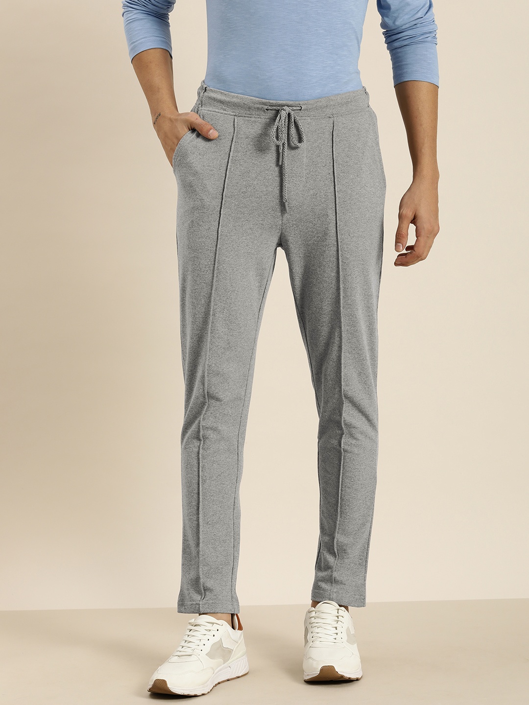 

Invictus Indoor Men Grey Melange Solid Track Pants