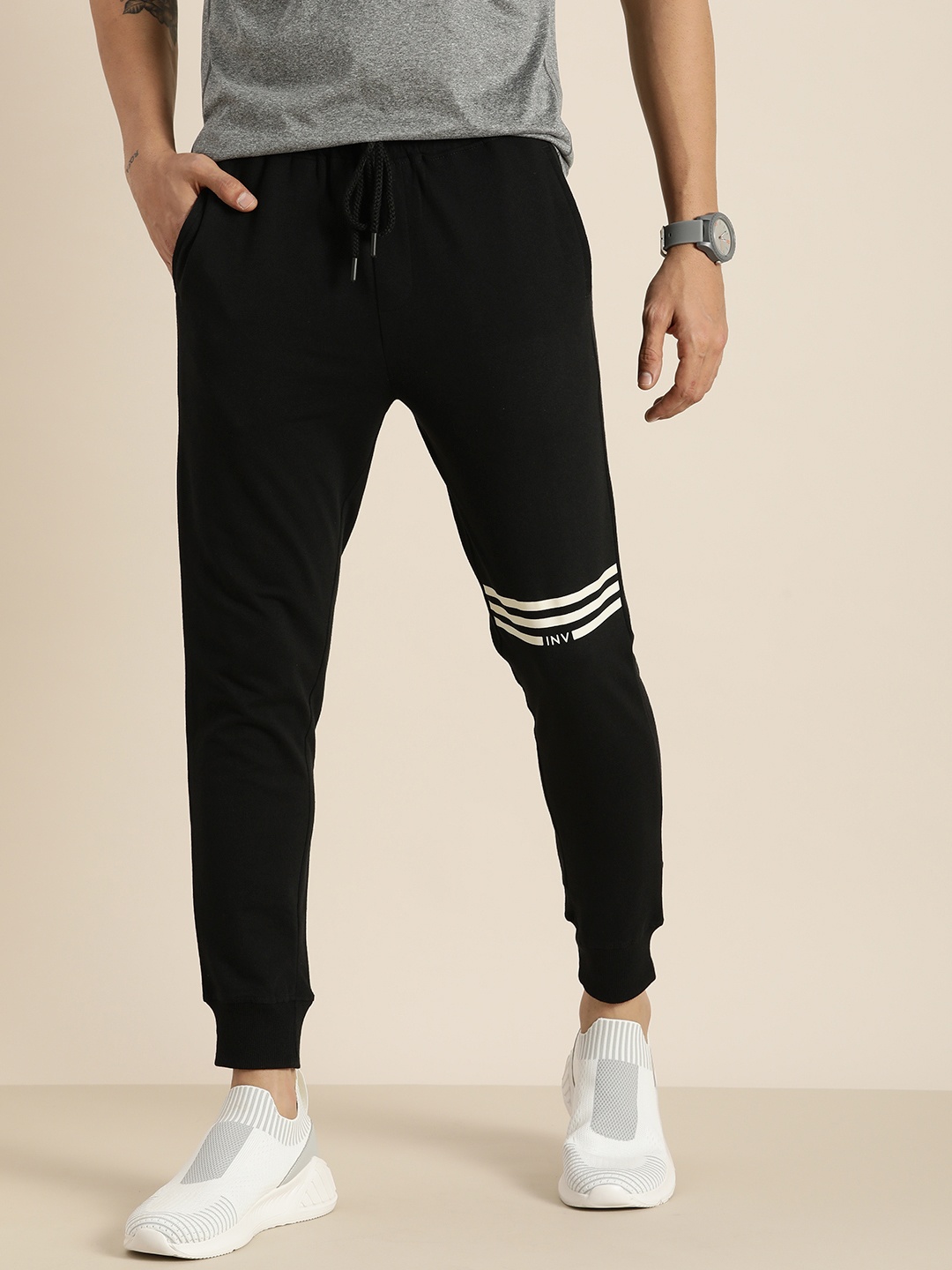 

Invictus Indoor Men Black Joggers with Striped Detail