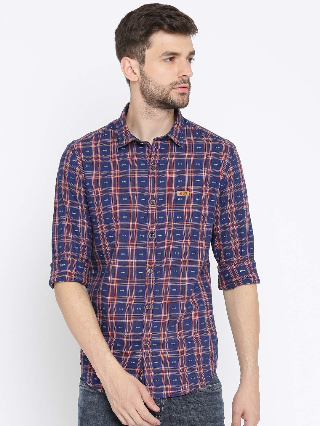 

U.S. Polo Assn. Denim Co. Men Blue & Red Regular Fit Checked Casual Shirt