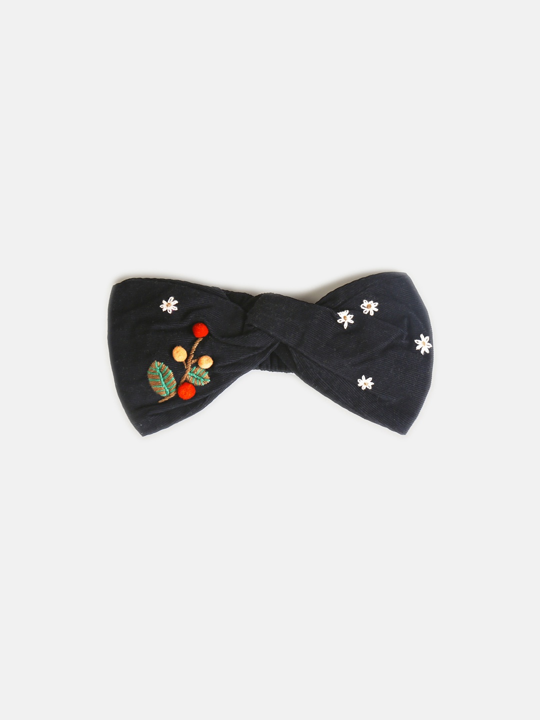 

Cherry Crumble Girls Black & White Embroidered Cotton Headband