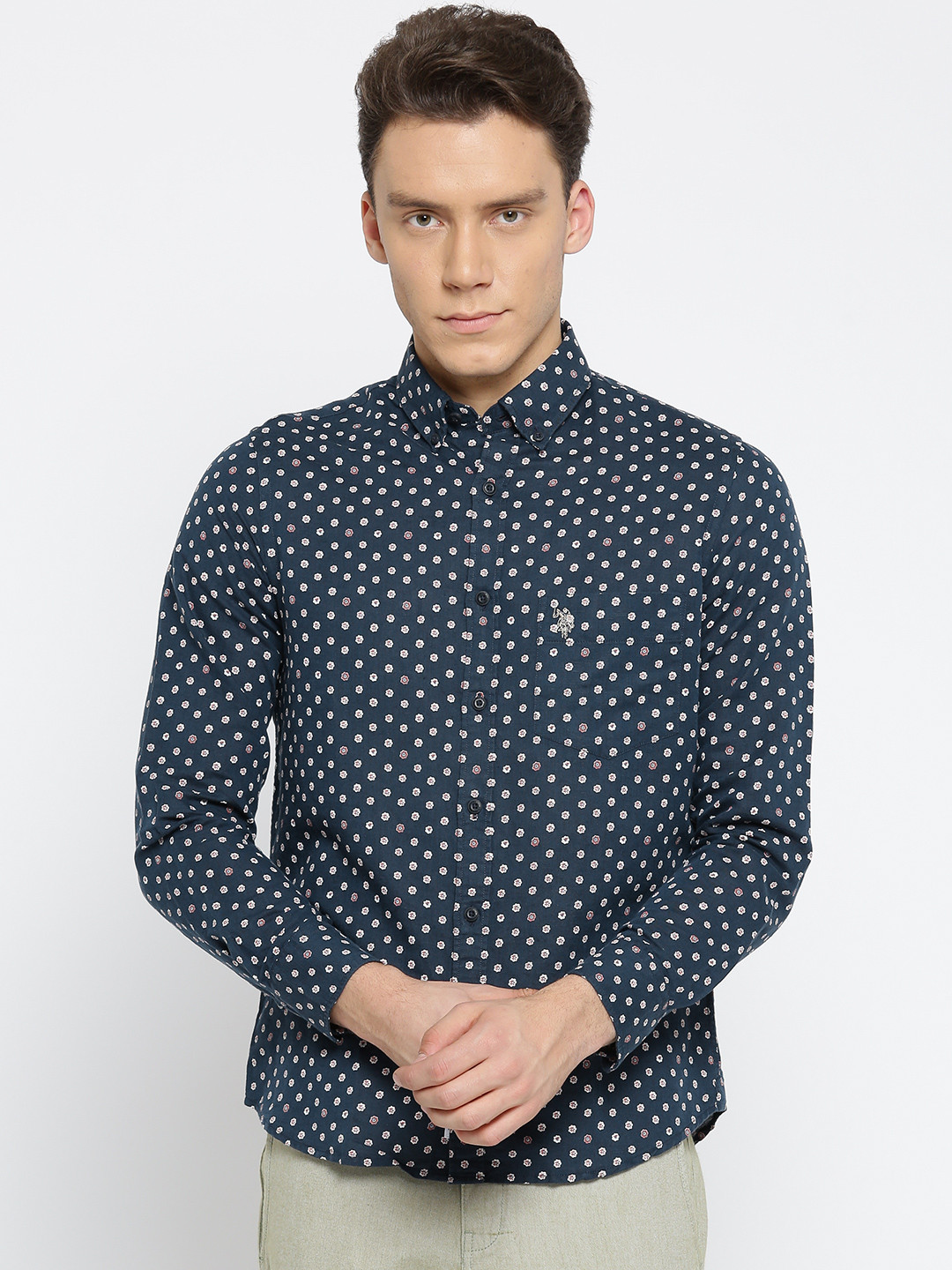 

U.S. Polo Assn. Navy Printed Casual Shirt, Navy blue