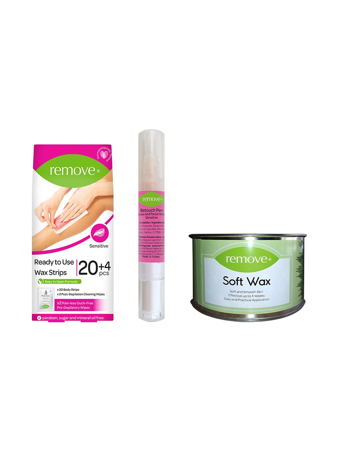 

Remove Complete Wax solution Kit-3 Pieces, Transparent