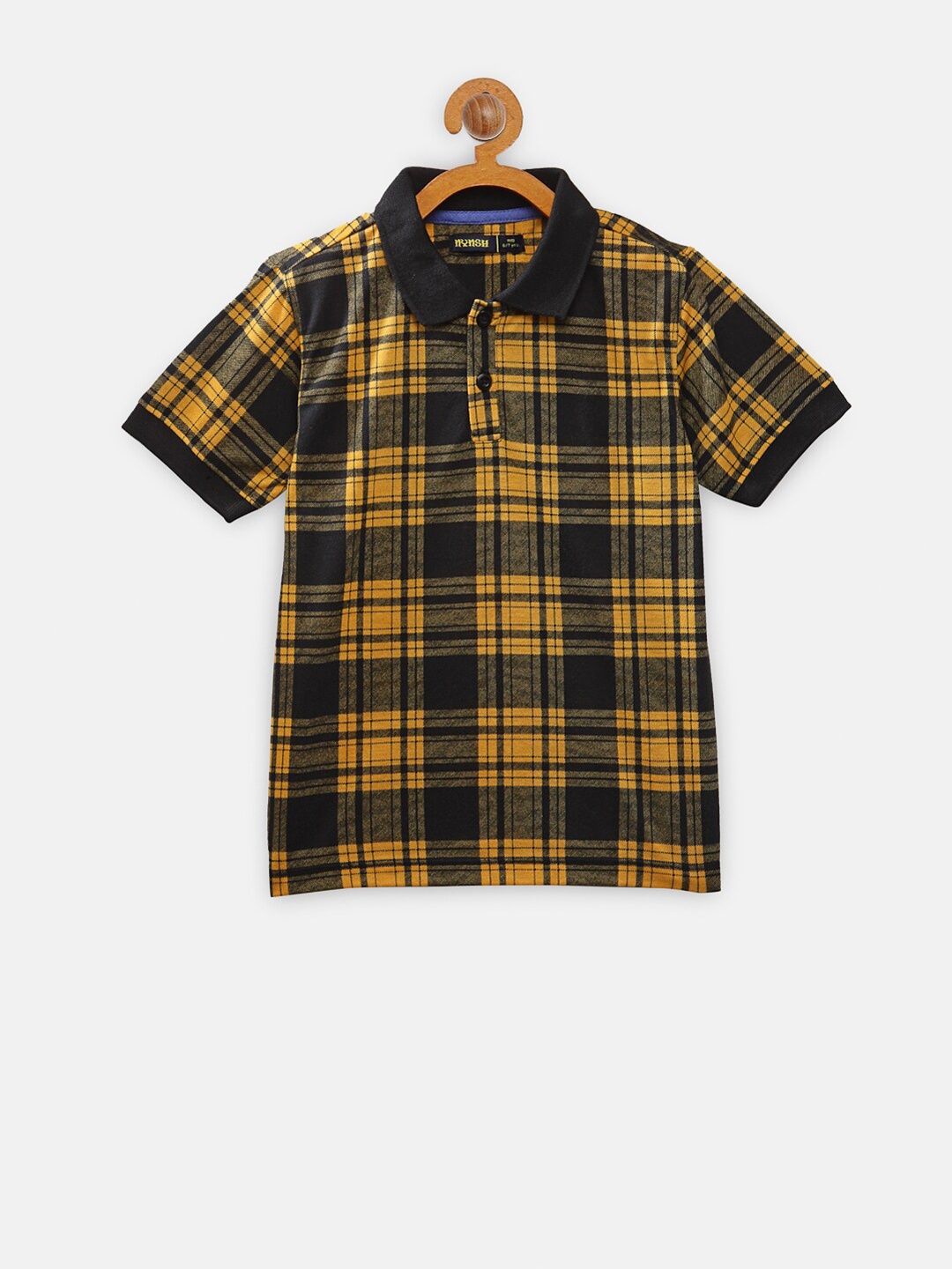 

NYNSH Boys Black Checked Pockets T-shirt
