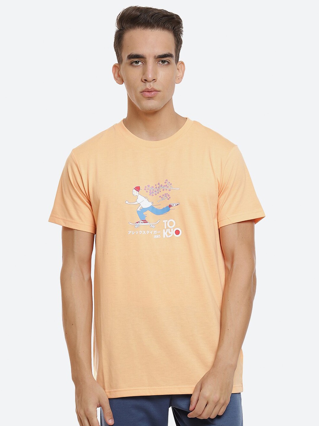 

ASICS Men Peach-Coloured Jsy Graphic SS T 2 Walking T-shirt