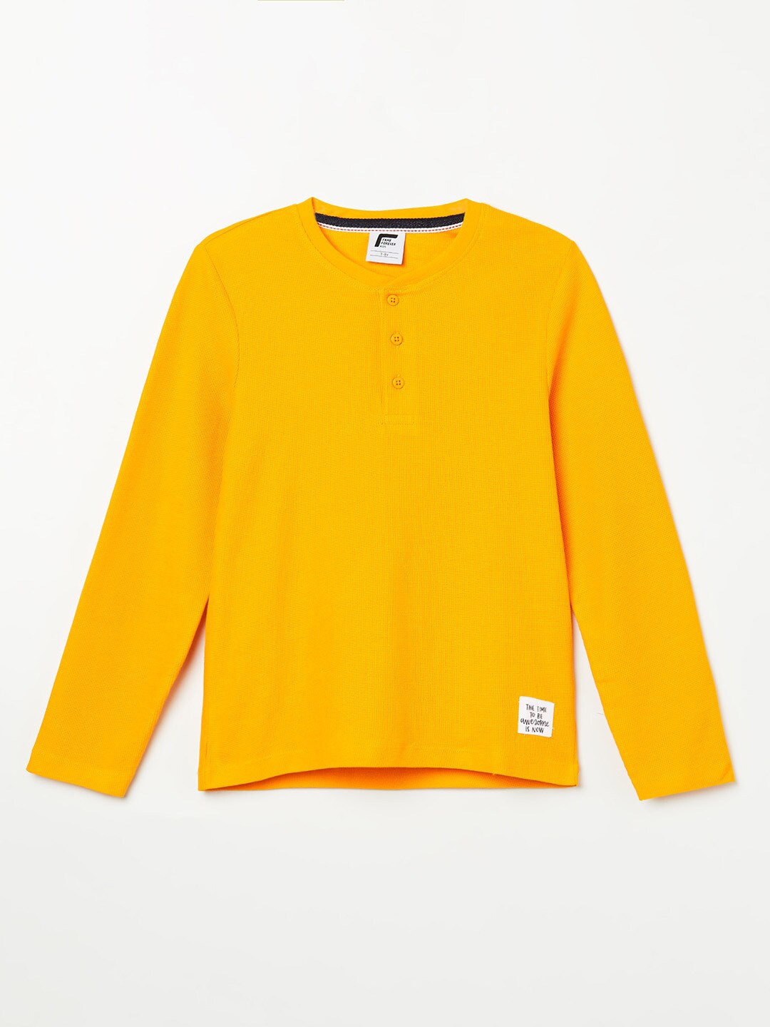 

Fame Forever by Lifestyle Boys Mustard Yellow Henley Neck T-shirt