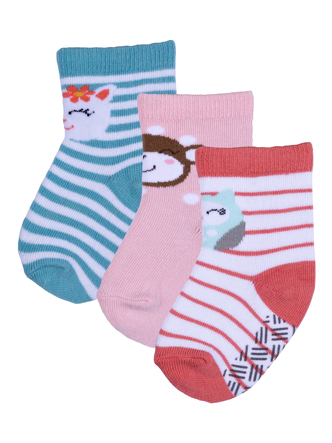 

Nuluv Girls Pack Of 3 Striped Ankle-Length Socks, Blue