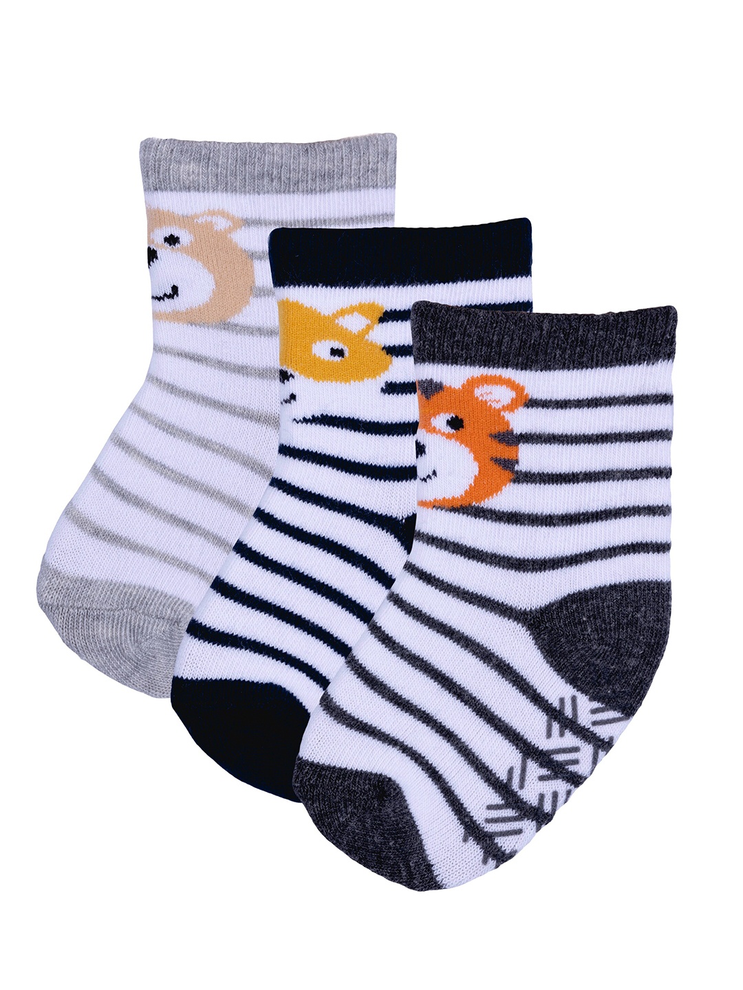 

Nuluv Boys Pack Of 3 Striped Ankle-Length Socks, White