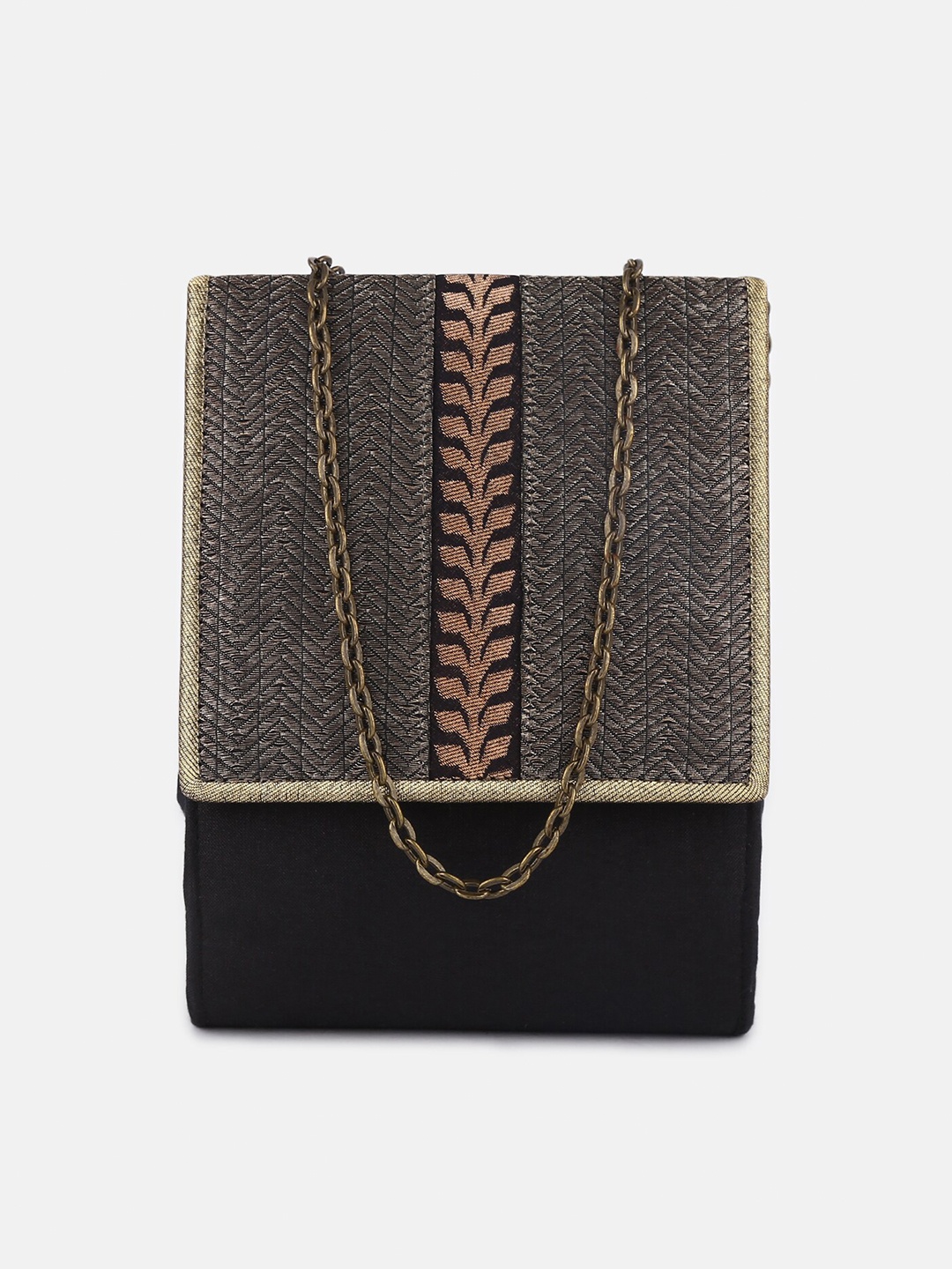

Fabindia Black & Brown Printed Purse Clutch
