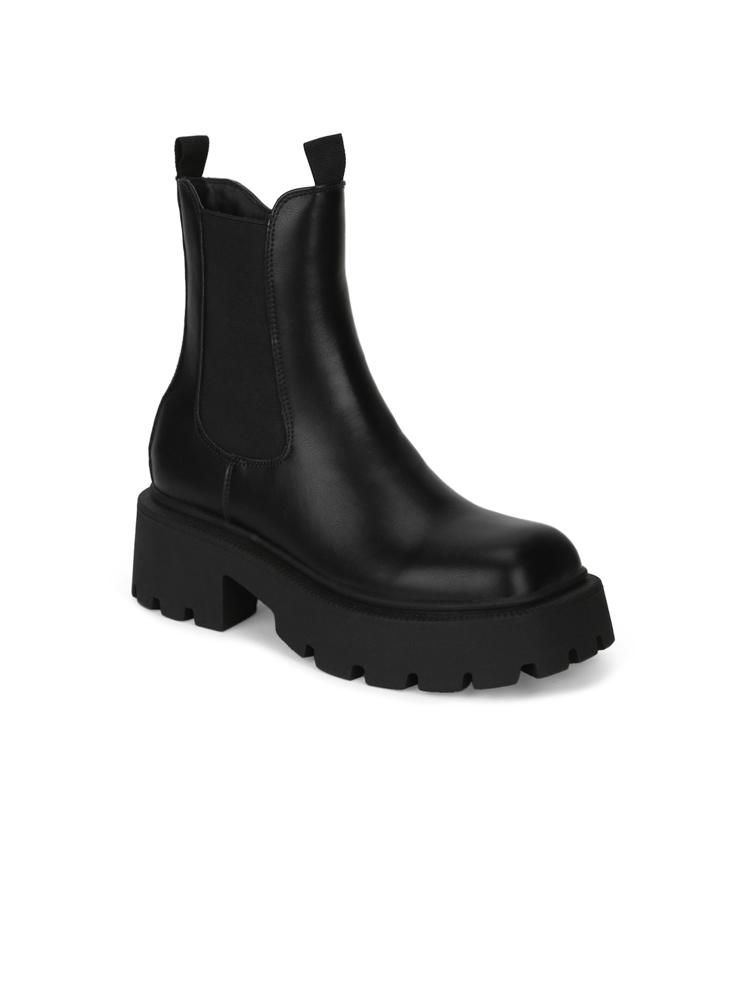 

Truffle Collection Black PU Platform Heeled Boots