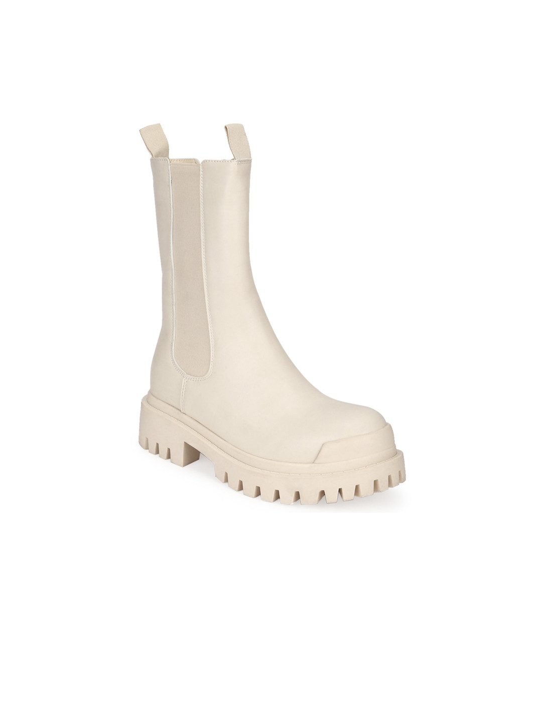

Truffle Collection Beige PU Comfort Heeled Boots