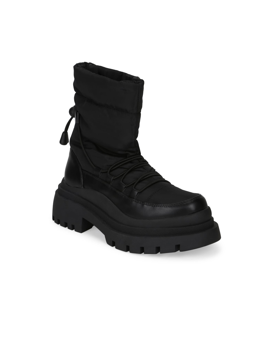 

Truffle Collection Black PU Platform Heeled Boots
