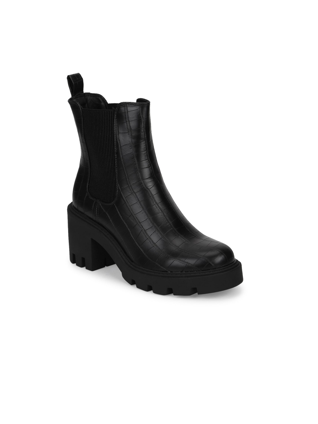 

Truffle Collection Black Textured PU Block Heeled Boots